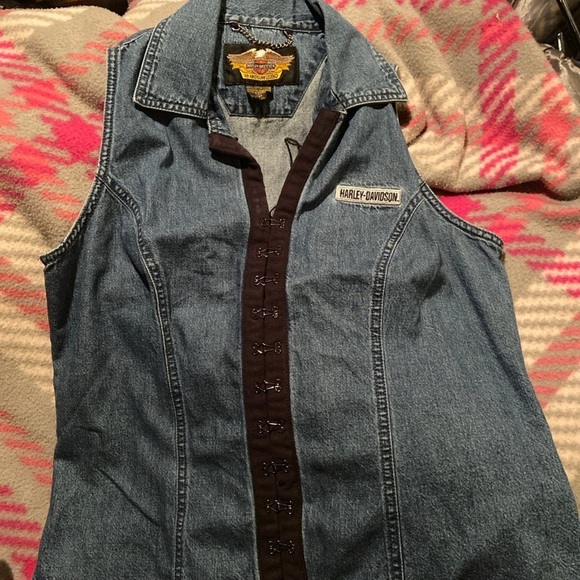Harley Davidson Denim Vest med - Picture 3 of 7